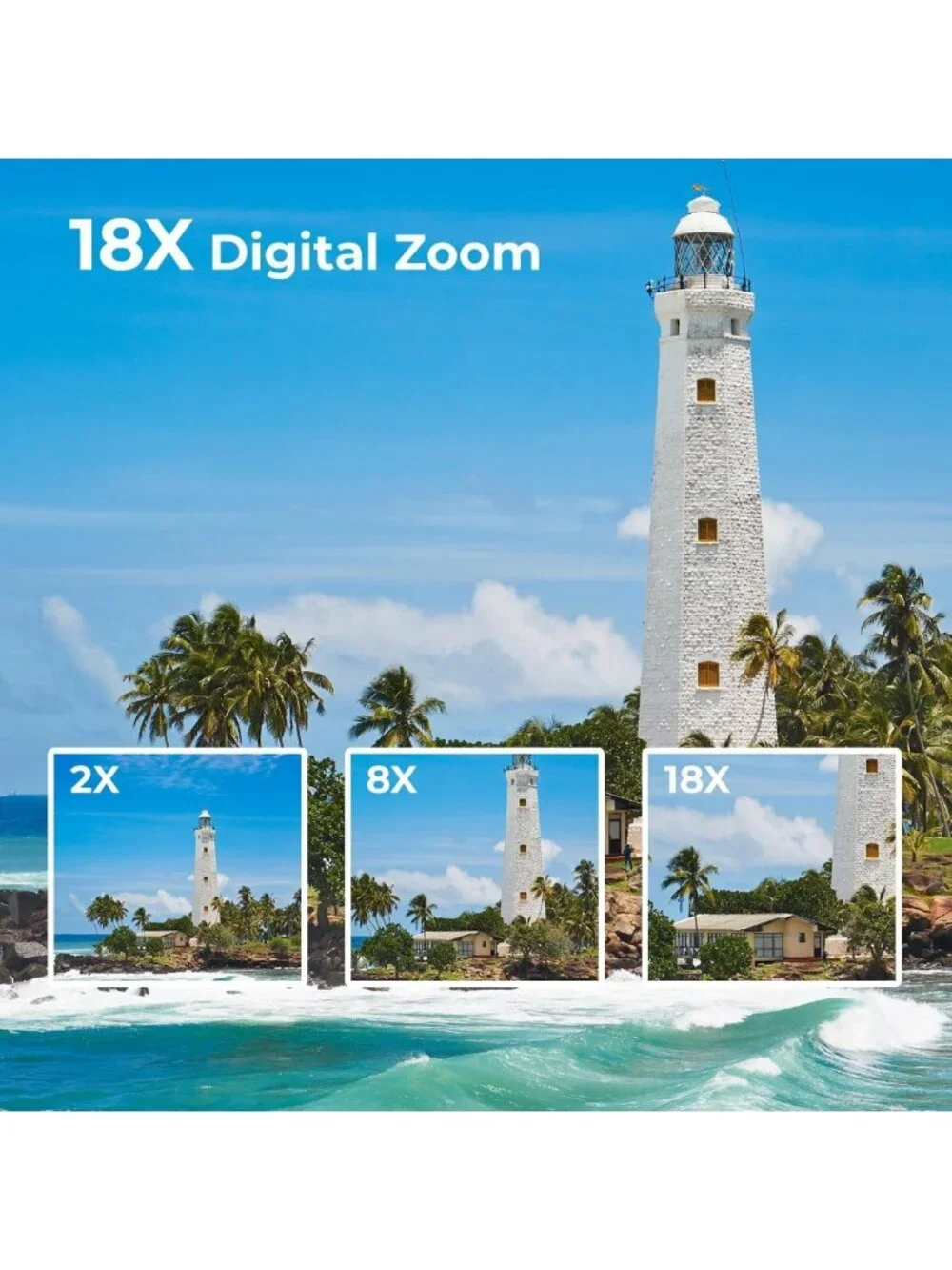 2.7K Video Camera with 48MP, Flip Screen, 18X Zoom, Anti-Shake, 32GB Card